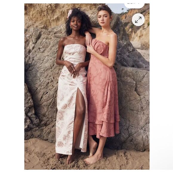 NWT Lulus Love You So Truly Midi Dress Small Rose Pink Floral Strapless Maxi - Picture 2 of 16